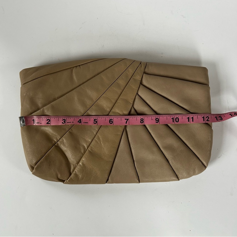Set of 2 Vintage Leather Clutch Handbags Blue Taupe Chic Minimal Classic - Picture 15 of 16